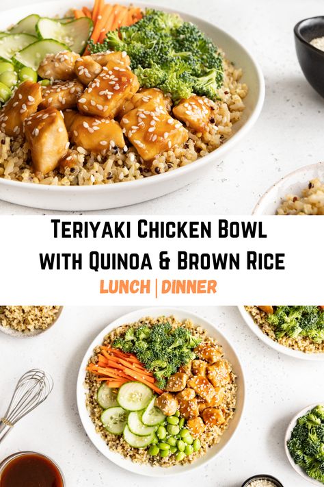 Brown Rice Lunch Bowl, Quinoa And Brown Rice Bowls, Brown Rice And Quinoa Recipe Meals, Brown Rice Quinoa Bowl, Rice And Quinoa Bowls, Quinoa Lunch Bowl, Healthy Brown Rice Bowls, Quinoa And Brown Rice Recipes, Quinoa Chicken Bowl