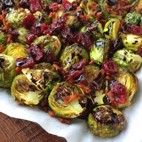 Roasted Brussel Sprouts With Cranberries, Brussel Sprouts With Cranberries, Broccoli With Bacon, Brussels Sprouts With Cranberries, Bacon Brussels Sprouts, Roasted Sprouts, Brown Sugar Bacon, Best Thanksgiving Recipes, Bacon Brussel Sprouts