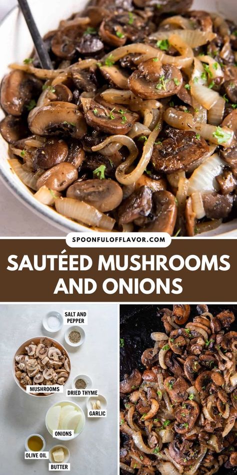 Learn how to make The Best Sautéed Mushrooms and Onions for steaks, burgers, and just about anything else! With these simple instructions, you’ll make restaurant-quality (never soggy) mushrooms and onions every time. Mushrooms Onions And Peppers, Sauteed Mushrooms And Onions For Steak, Steak With Onions And Mushrooms, Sautéed Onions And Mushrooms, Mushroom And Onions Sauteed, Steakhouse Mushrooms And Onions, Mushroom And Onions For Steak, Mushroom Gravy For Steak, Mushrooms And Onions For Steak