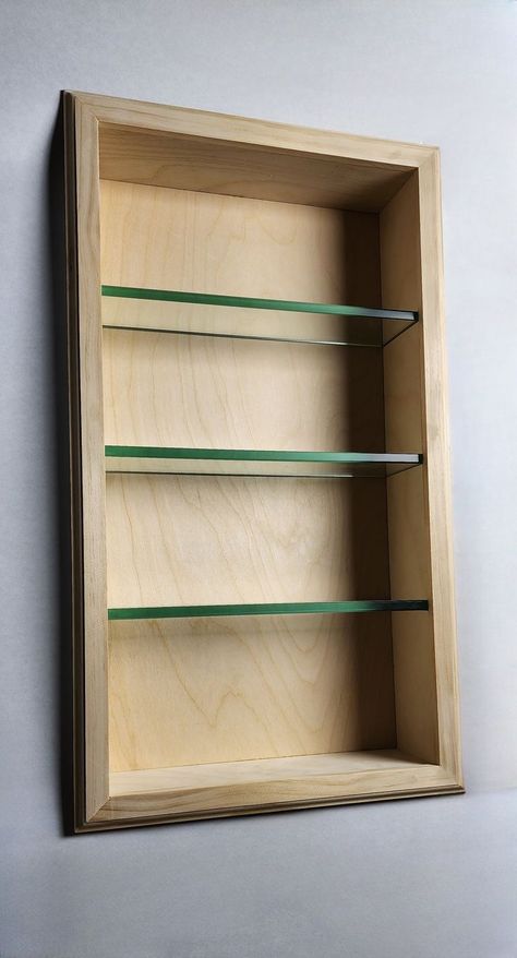 Recessed Wall Storage With Glass Shelves |24x14| Recessed Wall Storage, Drywall Niche, Storage For Entryway, Recessed Shelf, Niche Shelves, Recessed Storage, Recessed Toilet Paper Holder, Niche Wall, Recessed Shelves