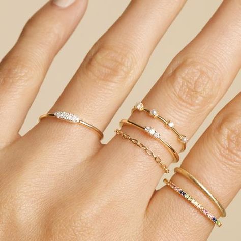 Pave Eternity Band, Classy Jewellery, Classy Accessories, Suspender Earrings, Bead Accessories, Jewelry Stacking, Stacked Rings, Stone And Strand, Under A Microscope