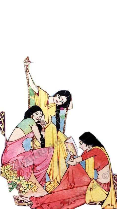 In Olden Days when all Ladies are Meet Together East Asian Art, Tantra Art, South East Asian, Shiva Family, South Asian Art, Color Drawing Art, Indian Art Gallery, Olden Days, Indie Art