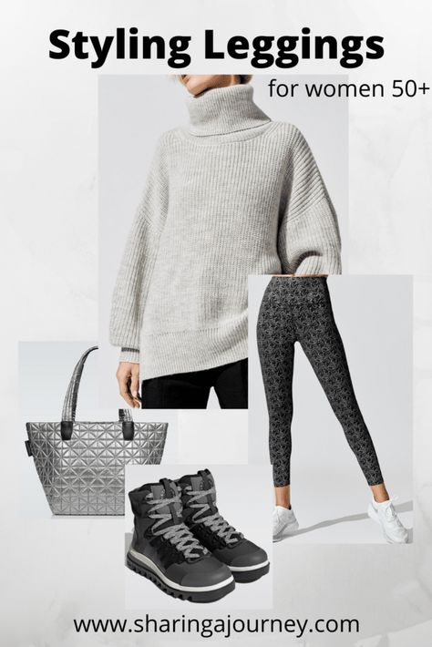 Winter Outfits Over 50 Older Women 2022, Wearing Leggings Over 50, What To Wear With Leggings Over 40, How To Wear Leggings In Winter, Leggings Over 50 How To Wear, Leggings Outfit Fall Dressy, Fall 2022 Outfits Women Over 40, Winter Fashion For Women Over 50, Womens Leggings Outfits