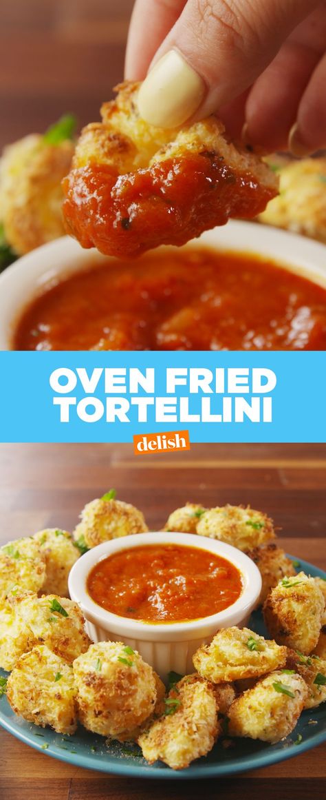 Oven Fried TortelliniDelish Fried Tortellini, Horderves Appetizers, Tortellini Bake, Gluten Free Puff Pastry, Tortellini Recipes, Oven Fried, Party Appetizers, Fries In The Oven, Tortellini