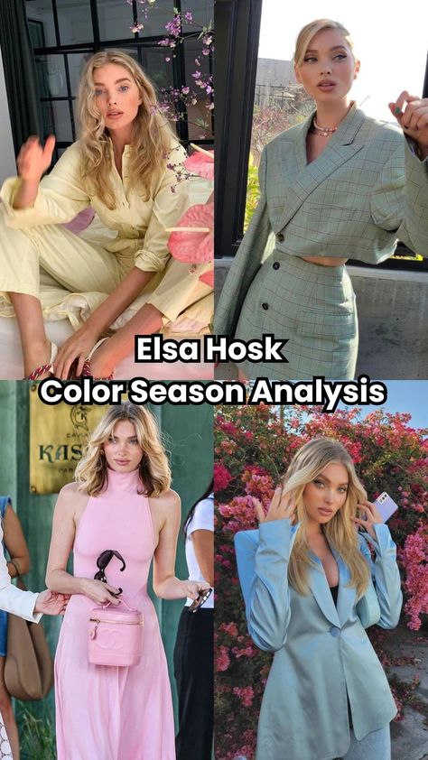 Ella Hosk color season is Light Spring. Learn how her features align with this palette and enhance your own style with fresh, warm tones. Ella Hosk, Light Spring Fashion, Light Spring Palette Outfits, Light Summer Celebrities, Light Spring Color Palette Outfits, Light Spring Celebrities, Light Spring Outfits, Spring Skin Tone, Spring Color Season