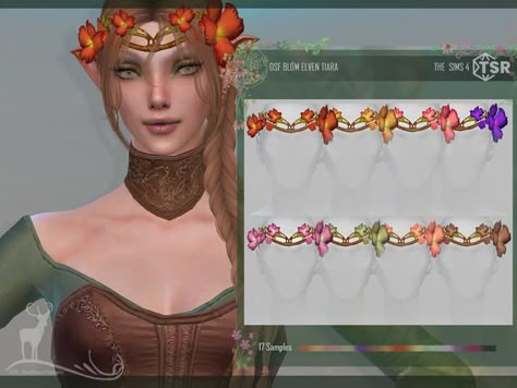 Sims 4 Cc Elven Hair, Sims4 Outfits, Elf Tiara, Elf Crown, Elven Tiara, Layered Crop Top, Cc Sims4, Fairy Ears, Elf Clothes