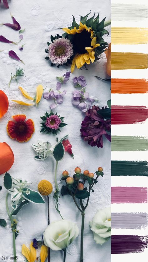 Fall Wildflower Color Palette, Summer Wildflower Color Palette, Summer Solstice Color Palette, Fall Floral Color Palette, Fall Flower Color Palette, Wedding Floral Color Palettes, Wedding Flower Color Palettes, Forest Wedding Color Palette, Wild Flower Color Palette