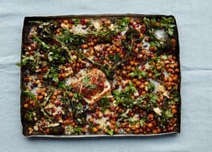 Anna Jones’ chickpea recipes | The Modern Cook | Food | The Guardian Broccoli Halloumi, Roast Chickpeas, Cooking Halloumi, African Spices, Anna Jones, Tray Bake, Good Roasts, Ras El Hanout, Chickpea Recipes