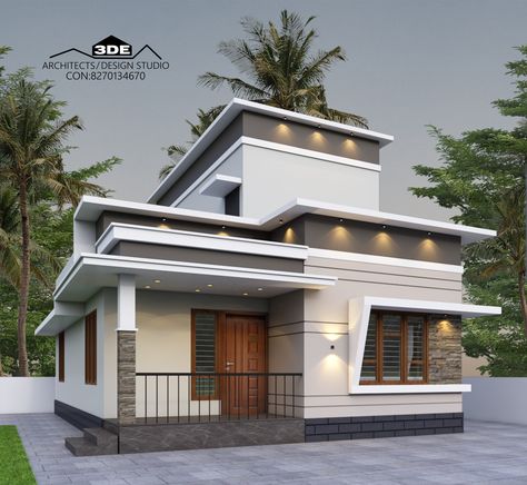 Ground Floor Front Elevation, Ground Floor With Head Room Elevation, House Elevation For Ground Floor, Ground Floor Elevation Design, 20 Feet Wide Front Elevation, Front Elevation, House Design Photos, Ground Floor, House Exterior