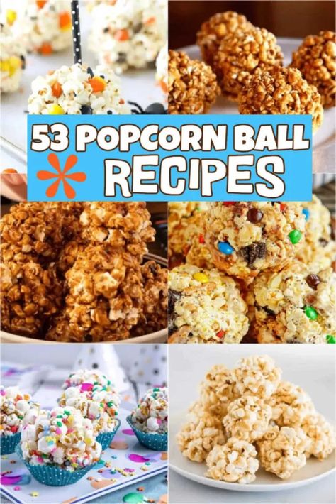 53 Best Popcorn Ball Recipes - Desserts on a Dime Candy Popcorn Balls, Chocolate Popcorn Balls, Pumpkin Popcorn Balls, Homemade Popcorn Balls, Popcorn Balls Recipe Easy, Candy Popcorn Recipe, Jello Popcorn, Oreo Popcorn, Gourmet Popcorn Recipes