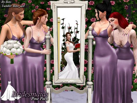 Sims 4 Wedding Poses, Bridesmaid Poses, Bridal Party Poses, Sims 4 Cc Eyes, Annie Dress, Black And White Wedding Theme, 4 Poses, Sims 4 Cc Makeup, Sims 4 Cc Skin