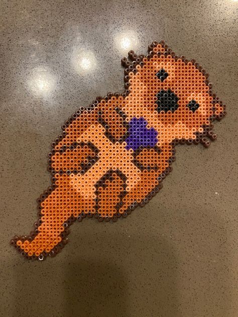 Sea Otter Perler Beads, Ferret Perler Beads, Perler Bead Otter Pattern, Otter Perler Beads, Otter Pixel Art, Hama Beads Animals, Melty Bead Designs, Melt Beads Patterns, Hamma Beads Ideas