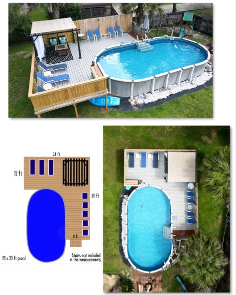 Piscina Pallet, Decks Around Pools, Cheap Pool, Pool Deck Plans, Oberirdische Pools, Deck Decor, Deck Backyard, House Pool, Swimming Pool Decks