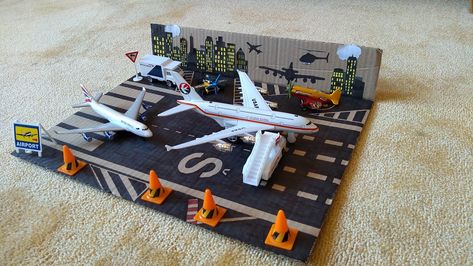 Cardboard airport for a 3 year old Cardboard Airport, Airport Ideas, Project For Kids, School Projects, Projects For Kids, Preschool Activities, Diy Gifts, Art For Kids, Diy And Crafts