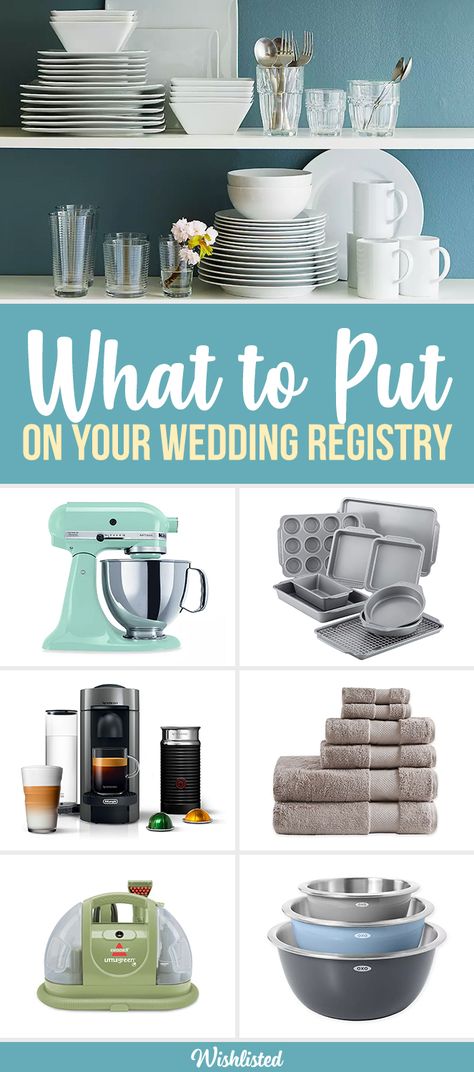 What to include on your wedding registry, plus tips & tricks Things To Ask For Wedding Registry, Things To Put On Registry Wedding, Home Registry List, Things For Wedding Registry, Minimalist Wedding Registry, How To Make A Wedding Registry, Ideas For Wedding Registry, What To Add To A Wedding Registry, Wedding Registry Checklist Amazon