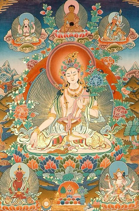 White Tara Goddess, Bodhisattva Art, Brahma Vishnu Shiva, Buddha Pictures, Goddess Tara, Buddhist Goddess, Tara Goddess, Tibet Art, Tirupati Balaji