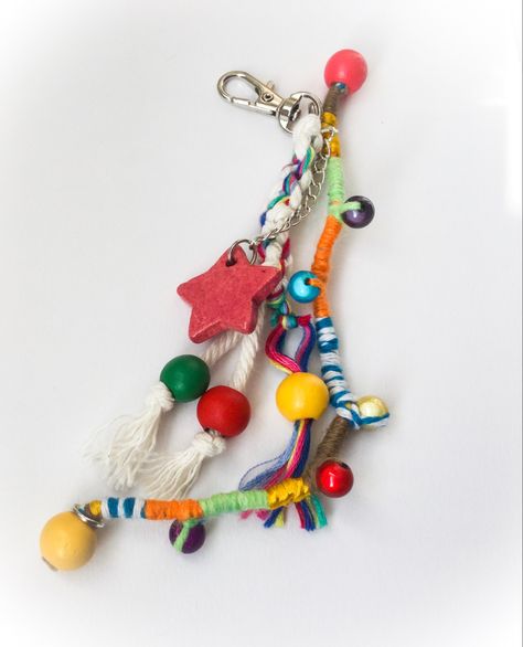 Macrame Bag Charm, Hemp Bag, Multi Colored Bag, Macrame Bag, Bag Charms, Star Charms, Paracord, Art Room, Wooden Beads