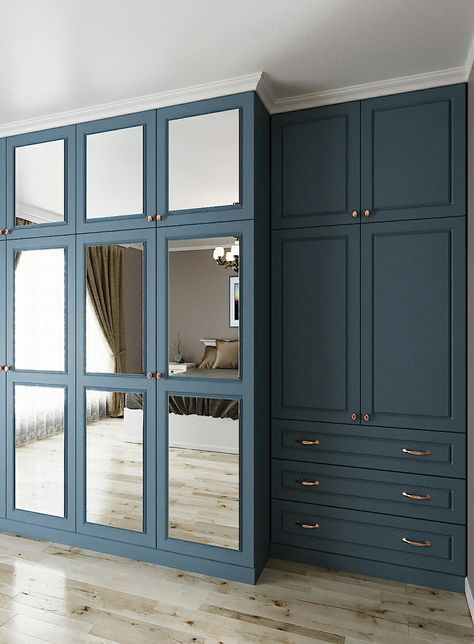 Ideas Armario, Bedroom Closet Doors, Painted Wardrobe, Mirrored Doors, Bedroom Cupboards, Wardrobe Door Designs, Closet Layout, Bedroom Armoire, Bedroom Closet Design