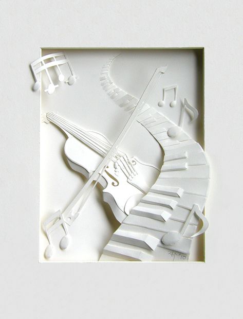 Pop Sculpture, Papercut Art, Paper Art Sculpture, 3d Paper Art, Plaster Wall Art, Music Paper, Tanah Liat, Paper Illustration, Relief Sculpture