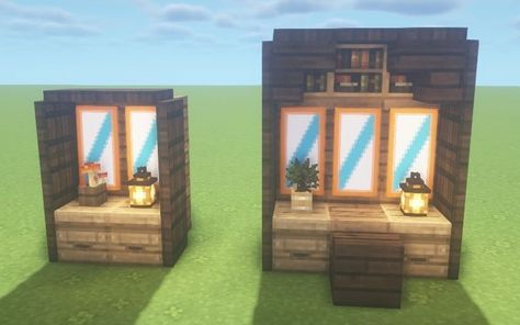 Tv Stand Minecraft, Minecraft Big Bedroom Ideas In Game, Minecraft Entry Way Interior, Minecraft Buisness Ideas, Minecraft Empty Space Ideas, Vanity Minecraft, Minecraft Vanity, Minecraft Apartment Interior, Minecraft Telescope