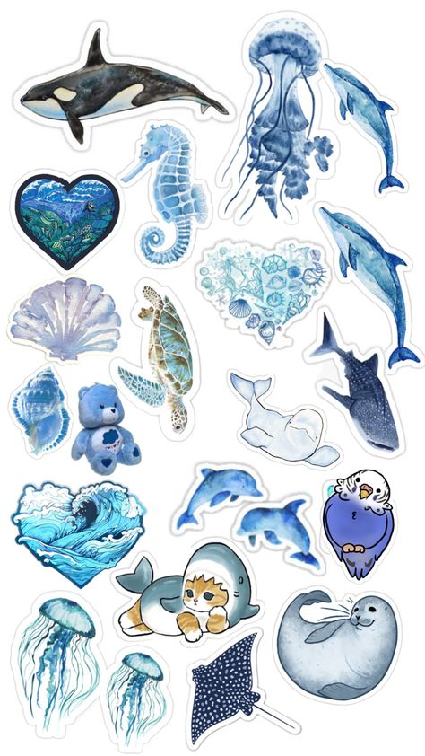 Blue Scrapbook, Note Writing Paper, Sea Life Art, Iphone Case Stickers, Collage Vintage, Bullet Journal Design Ideas, Marine Biology, Journal Design, Sea Ocean