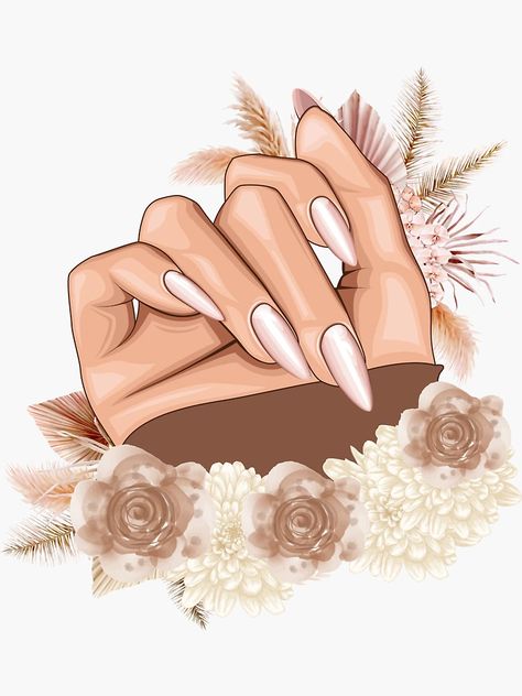 Sticker avec l'œuvre « Nails art » de l'artiste Naelleshop | Redbubble Nail Art Cover Photo, Nails By Logo, Nail Profile Picture, Sticker Nails Design, Wallpaper For Nails, Nails Graphic Design, Nail Poster Design, Nail Art Illustration, Nail Art Logo