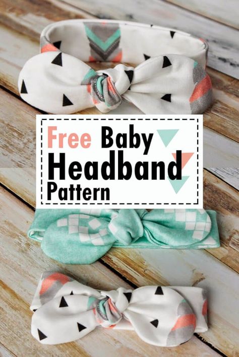 Make a Free Baby Headband Pattern!  Sew this DIY Knot Bow Headband Pattern for baby.  Easy Knot Bow Sewing Pattern that comes in sizes newborn thru 2T.  It will show you how to easily sew a knot bow headband. #knotbowheadband #knottedbowheadband #diybaby #babysewing #sewingproject #sewingpatterns #headbandpattern #sewingideas #freesewingpatterns Headband Diy, Diy Baby Headbands, Beginner Sewing Projects Easy, Baby Diy, Diy Headband, Headband Pattern, Sewing Projects For Beginners, Baby Headband, Diy Baby