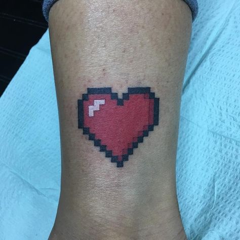 Nicole Dederer on Instagram: “I heart pixel heart ♥️ #tattoo #pixeltattoo #girlswithtattoos #guyswithtattoos #franklintn #franklintattoo #oneup” 8 Bit Heart Tattoo, Minecraft Heart Tattoo, 8 Bit Tattoo, Pixel Heart Tattoo, Heart Ring Tattoo, 8 Bit Heart, Minecraft Tattoo, Pixel Tattoo, Nerdy Tattoos