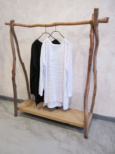 Wabi Sabi Clothes, Wood Inspiration, Wild Fashion, Diy Clothes Rack, Retail Store Interior Design, Hanging Clothes Racks, Hanger Stand, Retail Store Interior, Boutique Decor