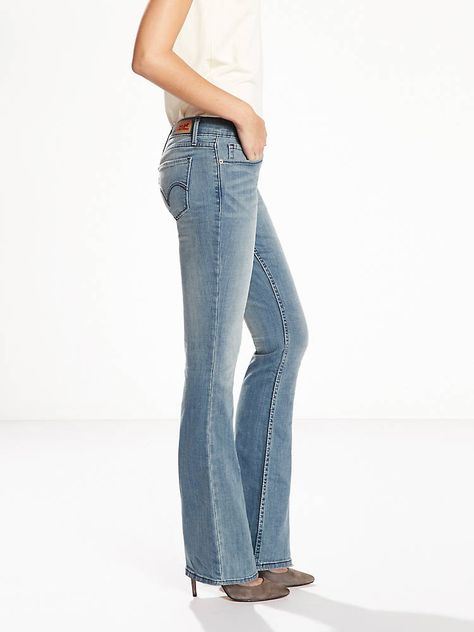 524™ Bootcut Women's Jeans - Medium Wash | Levi's® US Levis Bootcut Jeans Women, Low Rise Jeans Boot Cut, High Rise Bootcut Jeans Levis, Levi Bootcut Jeans, Womens Bootcut Levis, Stretch Full-length Elastane Flare Jeans, Stretch Full-length Flare Jeans With Frayed Hem, Bootcut Jeans, Bell Bottom Jeans