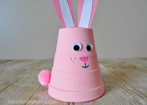 Foam Cup Crafts, Crafts With Styrofoam Cups, Styrofoam Bunny Craft, Bunny Cup Craft, Easter Cups For Kids, Easter Crafts Dollar Store, Paper Cup Crafts, Easter Crafts For Toddlers, Easter Arts And Crafts