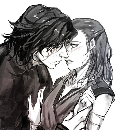 Kylo Ren X Ray, Ray X Kylo Ren, Rey X Kylo Ren Fan Art, Kylo Ren And Rey Fan Art, Ben Solo Fanart, Rey X Kylo Ren, Ben Solo And Rey, Kylo Ren Tumblr, Kylo Ren Art