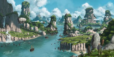 No Man's Island by https://www.deviantart.com/frankatt on @DeviantArt Fantasy Island, Landscape Concept, Island Art, Fantasy City, Fantasy Castle, Fantasy Setting, Fantasy Places, Landscape Scenery, Fantasy Art Landscapes