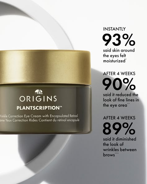 See real results with our NEW! Plantscription Eye Cream with encapsulated retinol—this retinol is gentle enough to use on the delicate eye area. #DiscoverOrigins #PlantscriptionPower Ugc Idea, Instagram Branding Design, Cosmetic Packaging Design, Ads Design, Banner Ads Design, Bulgarian Rose, Instagram Branding, Beauty Products Photography, Ad Creative