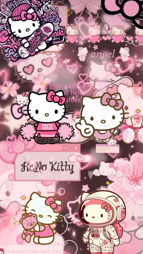 Hello Kitty Wallpaper For Tablet, Cute Y2k Hello Kitty Wallpaper, Hello Kitty Wallpaper Collage, Cute Hello Kitty Wallpaper Pink, Hello Kitty Y2k Wallpaper, Hello Kitty Pink Wallpaper, Aesthetic Hello Kitty Wallpaper, Soft Pink Aesthetic Wallpaper, Cute Hello Kitty Wallpaper