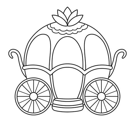 Diy Carriage, Fairytale Cookies, Fairy Tale Coloring Pages, Fairy Tales Preschool Activities, White Carriage, Fairy Tales Preschool, Acrylic Topper, Applique Templates, Fairy Coloring Pages