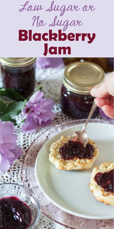 Healthy Blackberry Jam, Low Sugar Blackberry Jam For Canning, Blackberry Pepper Jam, Wild Blackberry Jam, Low Sugar Blackberry Jam, Seedless Blackberry Jam, Blackberry Jam Recipe, Blackberry Jam Recipes, Vegan Summer Recipes