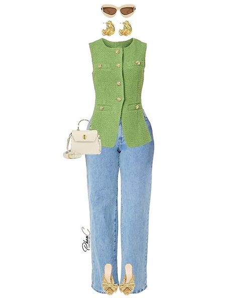 PhanC Consulting's Amazon Page Denim And Green Outfit, Jw Outfits, Chic Fits, Woman Outfit, Denim Outfits, Design Dresses, Girl Things, Trendy Fashion Outfits, African Design Dresses