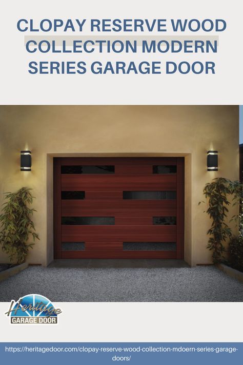 The RESERVE ® collection MODERN series of contemporary garage doors provides the perfect blend of handcrafted dependability and clean modern design. This versatile series allows you to choose from a variety of materials and natural wood tones, creating aluminum and wood garage door configurations that beautifully complement your home. Faux Wood Garage Door, Contemporary Garage Doors, Contemporary Garage, Garage Door Replacement, Wood Garage, Modern Garage Doors, Garage Door Styles, Wood Garage Doors, Modern Garage