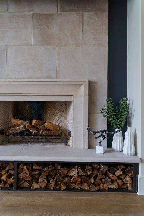 Stone Tile Fireplace, Limestone Fireplace Surround, Conversation Pit, Basement Fireplace, Stone Fireplace Surround, Fireplace Tile Surround, Limestone Fireplace, Farmhouse Fireplace, Limestone Tile