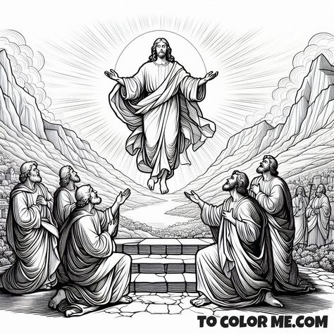 Shining Savior: Jesus’ Transfiguration Coloring Pages - https://www.tocolorme.com/?p=28848&utm_source=SocialAutoPoster&utm_medium=Social&utm_campaign=Pinterest Transfiguration Of Jesus, Peter James, Liturgical Seasons, His Clothes, Faith Formation, High Mountain, Bride Of Christ, Divine Light, The Shepherd