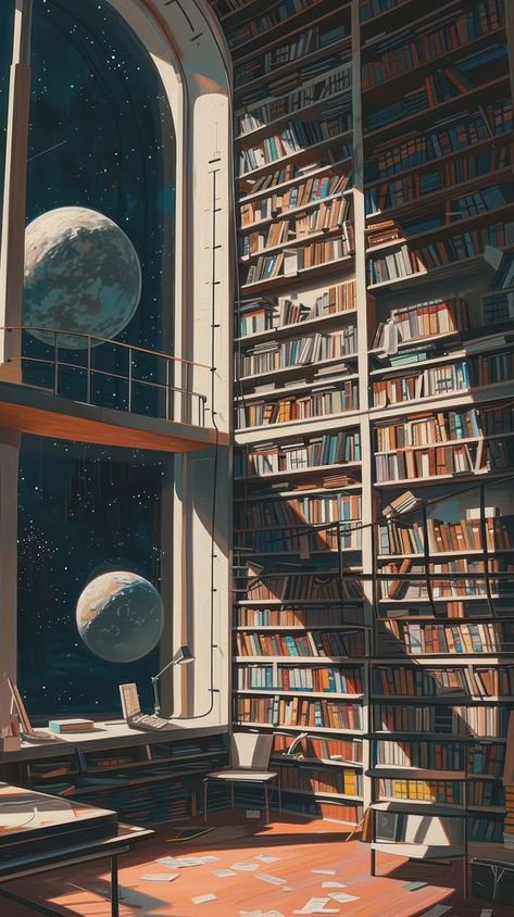 Minimal space library publication astronomy bookshelf. | premium image by rawpixel.com / Tanat Chittirungsan Bookshelf Laptop Wallpaper, Library Aesthetic Landscape, Library Digital Art, Library Lockscreen, Library Wallpaper Iphone, Library Wallpaper Desktop, Library Wallpaper Aesthetic, Space Library, Bookshelf Wallpaper