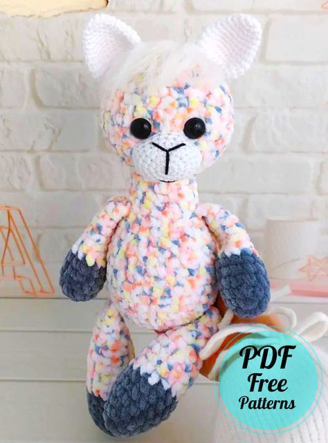 Crochet Llama Pattern Free Easy, Free Crochet Patterns For Stuffed Animals, Llama Crochet Pattern, Crochet Patterns Animals, Crochet Llama, 100 Crochet Stitches, Octopus Crochet Pattern, Crochet Toys Free Patterns, Amigurumi Minta