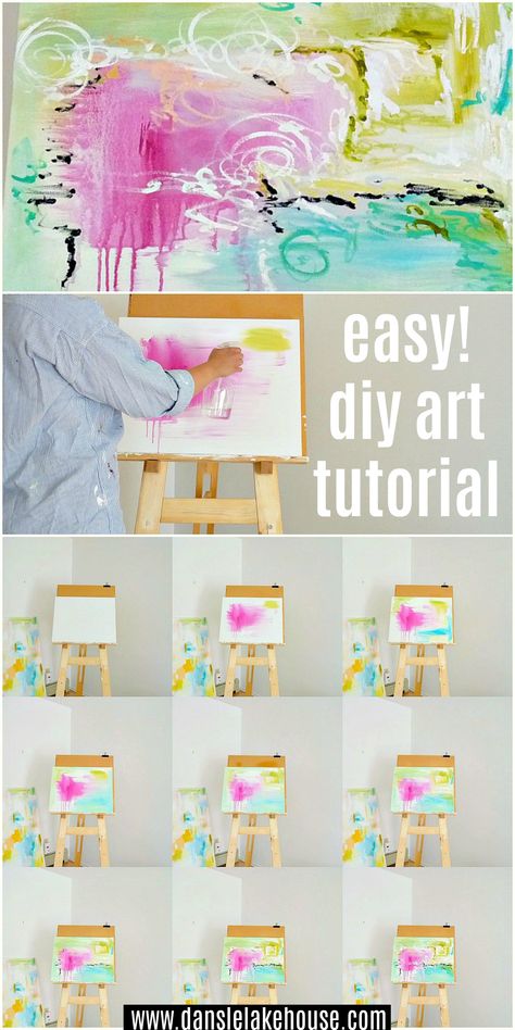 Easy DIY Abstract Art Tutorial with Step by Step Instructions with Photos How To Paint Abstract Art Step By Step, Process Art Ideas For Adults, Abstract Painting Techniques Tutorials, Abstract Tutorials, Art Steps, Modern Abstract Painting Diy, Diy Abstract Art, Modern Art Diy, Easy Abstract Art