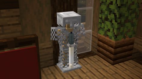 Minecraft Armor Stand Ideas, Armor Stand Minecraft, Minecraft Details, Minecraft Armor, Armor Stand, Minecraft Village, Village Ideas, Minecraft Blocks, Stand Ideas