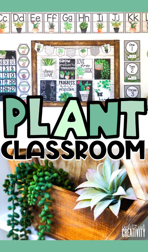 Calling all plant-loving teachers! Decorate your classroom walls with this serene plant classroom theme today! Just download and print from the comfort of your home or classroom to get started creating the classroom space of your dreams! Classroom Theme Growing, Plant Themed Classroom Decoration, Leaf Classroom Theme, When We Learn We Grow Classroom Theme, Grow With Us Theme, Classroom Door Plant Theme, Classroom Themes Plants, Plant Inspired Classroom, Boho Plant Themed Classroom