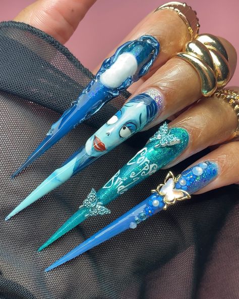 🦋 Wrapping up the Corpse bride nail posts, absolutely adored wearing them 🩵🦋⁣ ⁣ ✨Don’t forget to use code 𝗕𝗘𝗔𝗨𝗧𝗬𝗕𝗬𝗝⁣ when shopping for your @nailzbydevshop products⁣ ✨November appointments are available to book now!(𝗟𝗜𝗡𝗞 𝗜𝗡 𝗕𝗜𝗢⁣)⁣ ⁣ ⁣ ✨𝗣𝗿𝗼𝗱𝘂𝗰𝘁𝘀 & 𝗗𝗶𝘀𝗰𝗼𝘂𝗻𝘁 𝗰𝗼𝗱𝗲𝘀✨⁣ ⁣ ⁣ @nailzbydevshop (Use code 𝗕𝗘𝗔𝗨𝗧𝗬𝗕𝗬𝗝)⁣ ✨ 12mm deadly detailer, trippy sculptor, slim shady ⁣ ✨White out, lights out, the last ride, freak show, bonus life, brown shading gel ⁣ ✨White, baddest black, genie in a bottle, take it to ... Bride Nail, Bio Products, The Corpse Bride, The Last Ride, Genie In A Bottle, Acrylic Design, Last Ride, Design Nails, Bride Nails