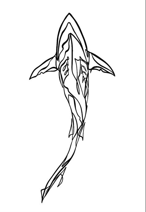 Line Art Shark Tattoo, Shark Stencil Tattoo, Orca Outline Tattoo, Abstract Shark Tattoo, Dino Tattoo Ideas, Mineral Tattoo, Shark Line Tattoo, Shark Back Tattoo, Shark Outline Tattoo