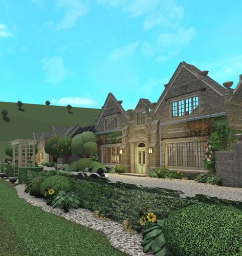 Bloxburg Village, Bloxburg Architecture, Sims Blueprints, Bloxburg Inspiration, Tudor House Exterior, Bloxburg Cottage, Bloxburg Homes, Bloxburg Mansion, Filipino House