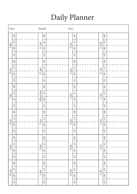 Printable 15 Minute Daily Planner Portrait Layout 24 Hour Planner in 15 Minute Increments-a4,a5,letter, Tabloid - Etsy | Daily planner, Daily planner pages, Daily planner printables free Time Boxing Planner Printable, Time Boxing, Hour Planner, Daily Hourly Planner, Best Weekly Planner, Portrait Layout, Weekly Planner Free Printable, Daily Planner Printables Free, Daily Planner Hourly